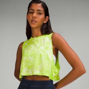 LULULEMON All Yours Cropped Cotton Tank Top, Tie Dye Eccentric Lime, Size 2